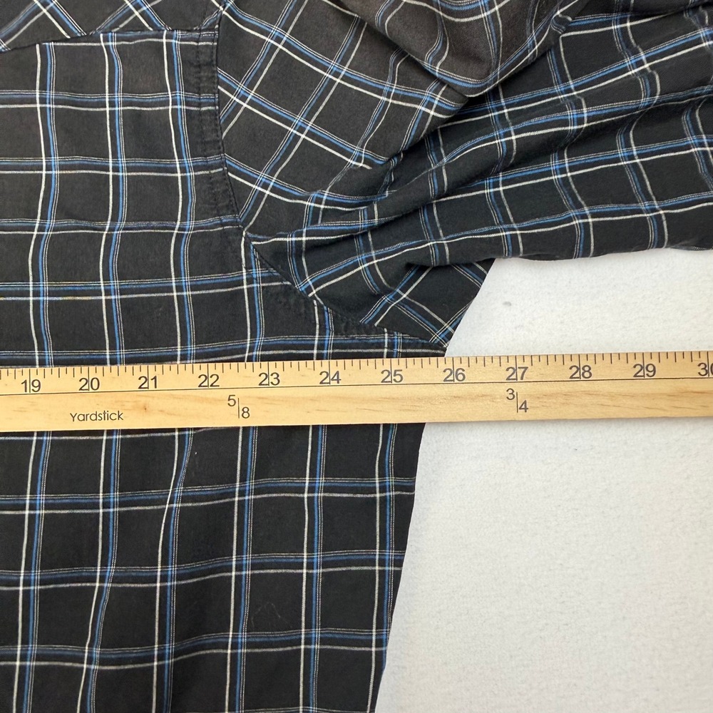 Wrangler Wrancher Men XL Black Blue Plaid Pearl Snap Western Shirt Long Sleeve - Picture 4 of 7